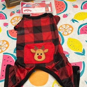 HOLIDAY TIME Red and black plaid  reindeer bottom dog pjs